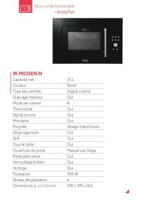 MICRO ONDE IRIS ENCASTRABLE 25 LITRES (NOIR/INOX) thumbnail 3