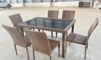 TABLE JARDIN 06 CHAISES EN ROUTIN IMPORTATION MALAISIE/ PROMOTION
