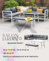 Salon jardin forme (L) en aluminium