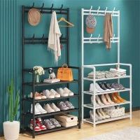 Étagère De Chaussures et Porte-manteau 4 Étages crochets  رف أحذية ومعاطف مع خطافات من 4 طبقات
