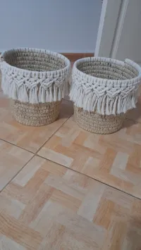 Cache pot en macramè 
