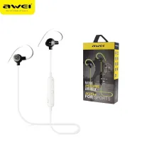 Ecouteur Sans-fil Bluetooth 4.1 AWEI A620BL aimant Crochet oreille pour Sport avec microphone Blanc