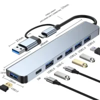 HUB 7 en 1 USB type-C & USB 3.0 vers to 1 x USB 3.0  + 4 x USB 2.0 + 2 x Type-c