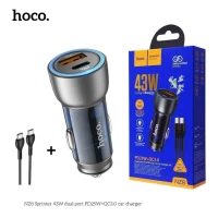 Chargeur AUTO de voiture HOCO NZ8 Sprinter 43W Double port PD25W + QC3.0 + Cable type-c 1m