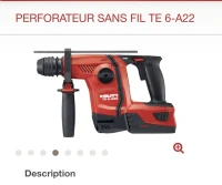 Perforateur sans fil 20mm 2,5J - HILTI TE 6-A22 AVR (utilisé)