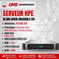 SERVEUR HPE DL380 Gen10 Intel Xeon Silver 4208 /32Go /SANS DISQUES DURS 8 SFF SANS LECTEUR DVD /500W