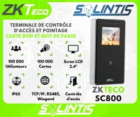 Contrôle d'accès autonome avec carte RFID et PIN ZKTeco SC800, capacité de 100 000 utilisateurs