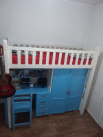 literie-linge-rideaux-lit-pour-enfant-avec-bureau-et-armoire-3-en-1-ain-naadja-alger-algerie