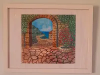 Tableau paysage pastel  - Fait main - Encadré 