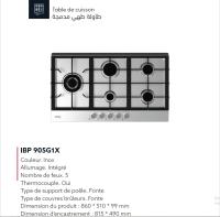 TABLE DE CUISSON IRIS 5 FEUX VERRE TROMPE NOIR IBP 905G1G thumbnail 4