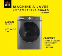 MACHINE À LAVER IRIS SECHANTE COMBO INVERTER 10.5 kg Garantie 10 ans