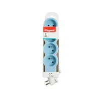 Rallonge multiprise équipée de 4 prises 2P+T 16A 3680W avec cordon longueur 1,5m - blanc et bleu