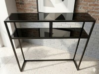 أعمال-فنية-وأغطية-جدران-كونسول-عصري-modern-console-حديد-وزجاج-أسود-شفاف-براقي-الجزائر