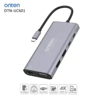 Station d'Accueil USB-C 12-en-1 Vidéo 4K, Recharge 100W, Réseau Gigabit et Plus OTN-UC601 ONTEN