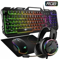 Pack 4 In 1: Clavier Gamer-Souris Gamer-Casque Rgb-Tapis Anti-Dérapant Pro-Mkh5 SPIRIT OF GAMER