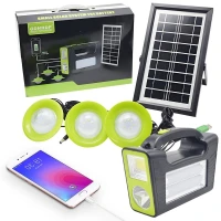 Kit Panneau Solaire portable avec Torche LED e et 3 Lampesطقم مصباح يعمل بالطاقة الشمسية