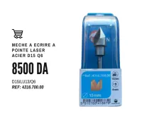 Mèche à pointe laser HSS Z : 3 D. 15 mm L.U. 13 mm angle 60 degrés Q. 6 mm - 4316.700.00 - Leman