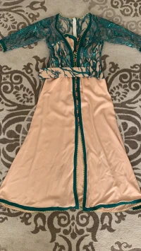 Kaftan vert et rose 