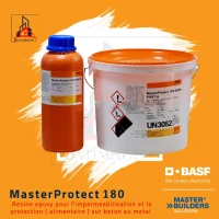 MASTERPROTECT 180 BASF- RÉSINE ÉPOXYDE ALIMENTAIRE KIT A+B 5KG BLANC ET OU BLEU 