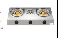 Réchaud à gaz butane en acier 3 feux Inox auto-allumage 