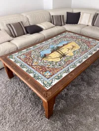Table artisanale bois en hêtre 1984 pièce unique 