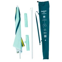 Parasol de plage paruv windstop turquoise jaune vert foncé upf50+ 2 places