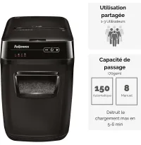 Fellowes Destructeur de documents AutoMax 105C  Coupe Croisée P4 - 32litre