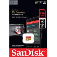 SanDisk Extreme microSDXC UHS-I 256 Go avec adaptateur, jusqu'à 190 Mo/s