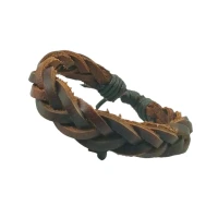 Bracelet en Cuir Artisanal - Fait Main, Motifs Berbères Authentiques, Cuir Naturel Tanné au Plantes