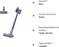 Dyson V 7  Aspirateur-Balai sans Fil - 100 W- 21,6 V - Gris/Violet