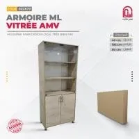 Armoire Melamine Vitrée AMV (L80/H186/P40cm)(blanc inthrazile)