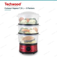 Cuiseur Vapeur Électrique 7,5 L 3 Paniers Rouge TECHWOOD TCV-375