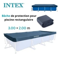 Bâche et Couverture De Protection pour Piscine Rectangulaire 3.00m x 2.00m 4 saisons - INTEX