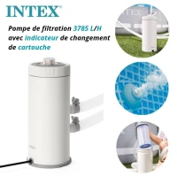 Pompe De Filtration et Epurateur à Cartouche 3785 L/h pour Piscine avec indicateur - C1000 INTEX