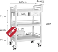  Chariot&Guéridon de soins en ABS 3 étages sur roues avec 2 tiroirs
