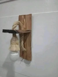 Applique murale en bois BRUT et corde chanvre        