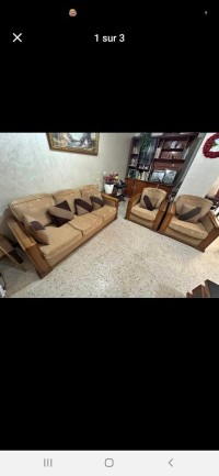 canapes-fauteuils-vend-salon-fauteuil-5-places-en-bois-hetre-el-achour-alger-algerie