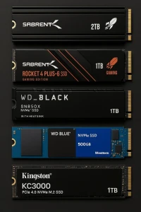DISQUE DUR NVME M.2 SSD 500GB/1TB/2TB (Sabrent Rocket/Kingston KC3000/WD Black SN850X / SN550 )