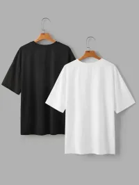 Tshirt oversize blanc, noir  vide coton unisex تيشرت ابيض، اسود  اوفر سايز 
