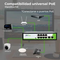 Switch PoE Zkteco 04/08/16/24 ports