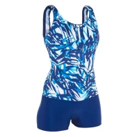 MAILLOT DECATHLON DE BAIN 1 PIÈCE SHORTY AQUAGYM FEMME DOLI BOO BLEU