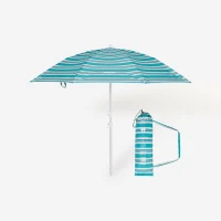 Parasol de plage compact 2 places UPF 50+ - Paruv 160 bleu fleurs