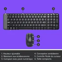 LOGITECH MK220 KIT CLAVIER SOURIS SANS FIL WIRELESS FRANCAIS