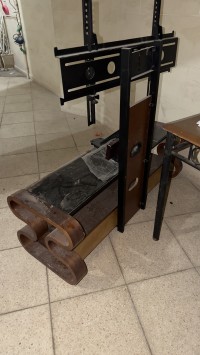 طاولات-التلفاز-meuble-tv-en-bois-avec-support-ecran-et-marbre-طاولة-تلفزيون-دار-البيضاء-الجزائر