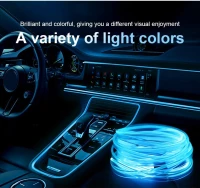 Bande lumineuse Fiber optique Led fluo RGB USB pour intérieur de voiture