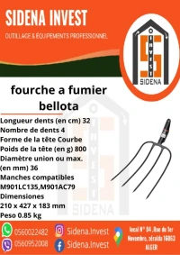Fourche forgée 4 dents pour ramasser le foin et le fumier bellota