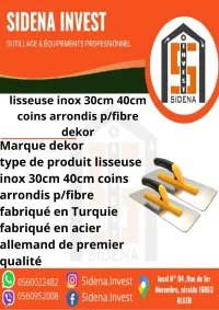 Lisseuse Inox 30 Cm 40 cm Coins Arrondis P/Fibre Ref: 1320 1322 ** DEKOR