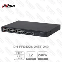 Switch 24 Port Fast Ethernet PoE 240W, 2 x Gigabit Combo (RJ45/SFP), mangeable, rackable