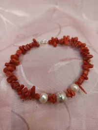 براسلي من المرجان الطبيعي و الفضة 925... Bracelet en corail naturel de kala et argent garanti 925