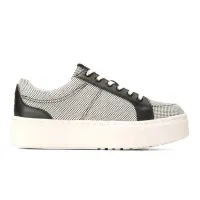 Grandpro Max Platform Sneaker Ivory Canvas Black Leather